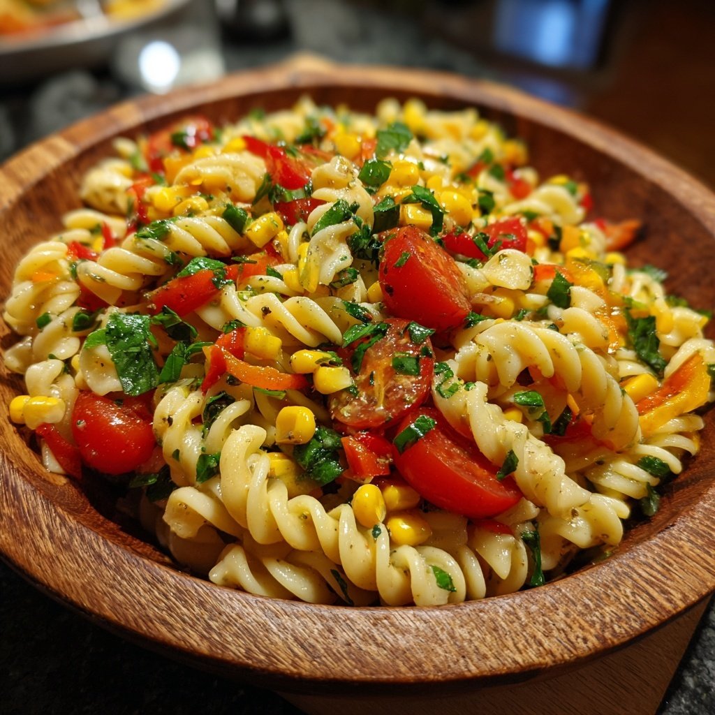 Mediterraner Nudelsalat Mit Mais