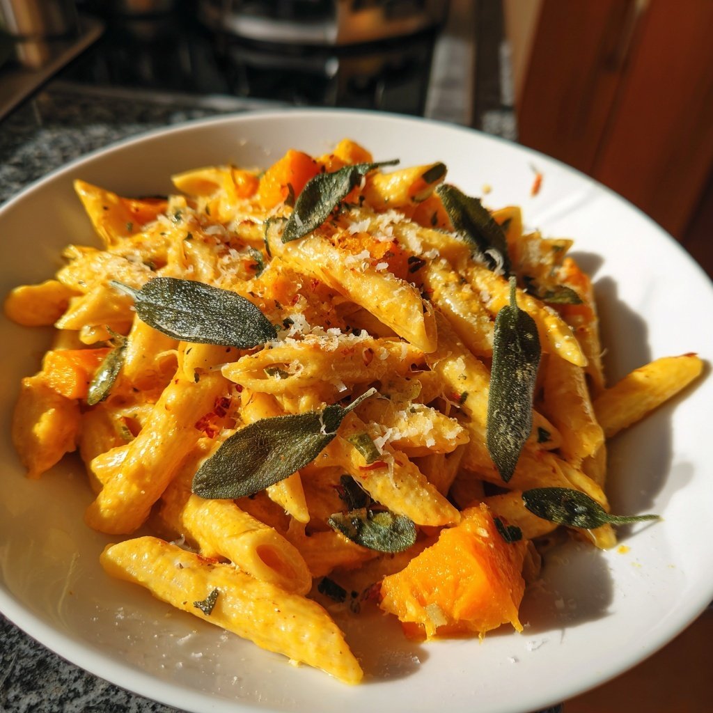 Penne mit Kürbis und Salbei