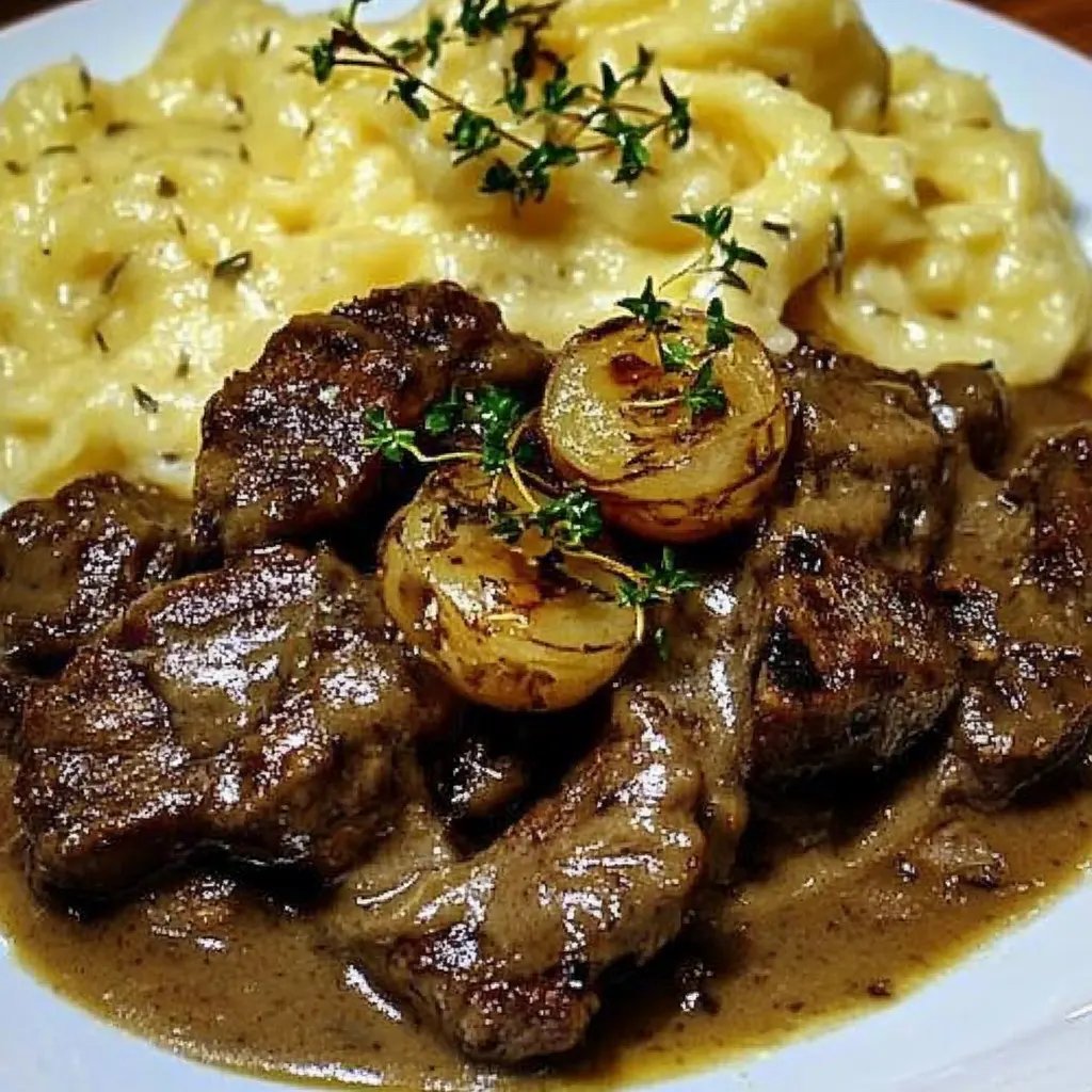 Gebratene Leber mit Rotwein-Crème fraîche-Sauce