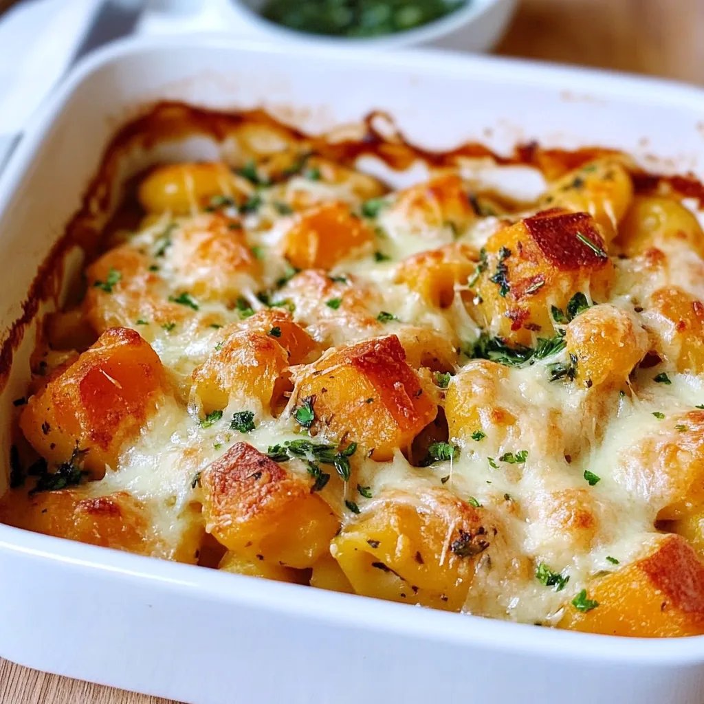 Gnocchi Kürbis Auflauf mit Lauch