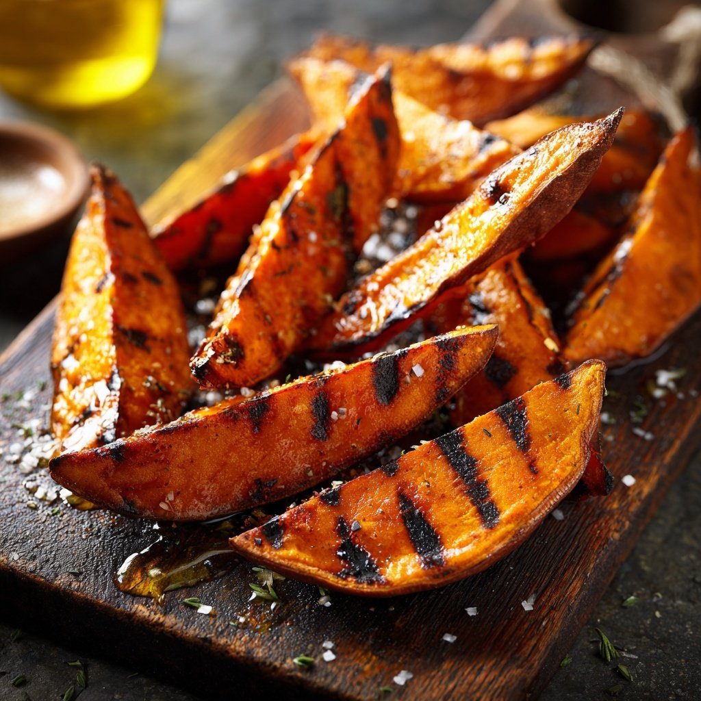Gegrillte Süßkartoffeln Spalten