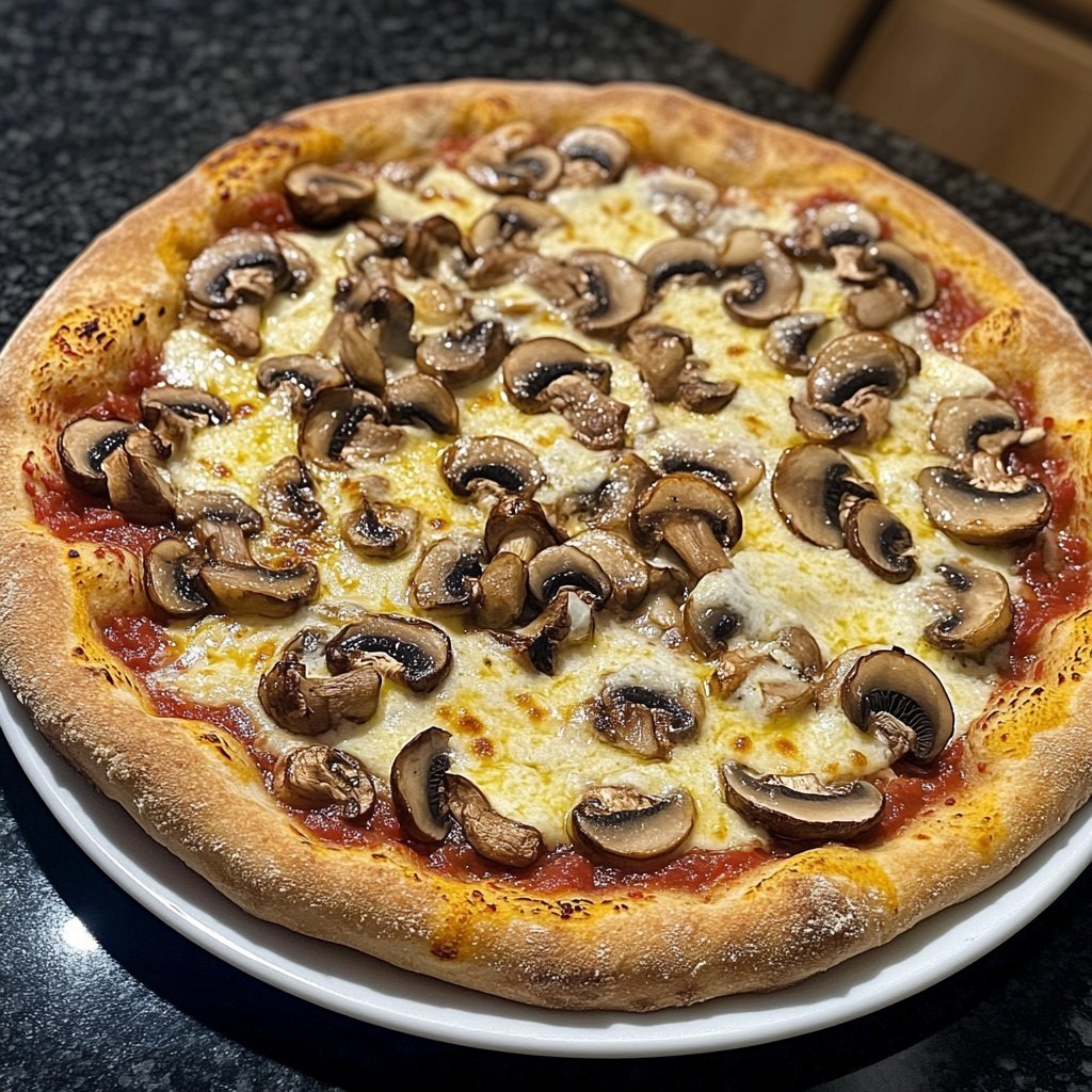 Pizza mit Pilzen und Käse