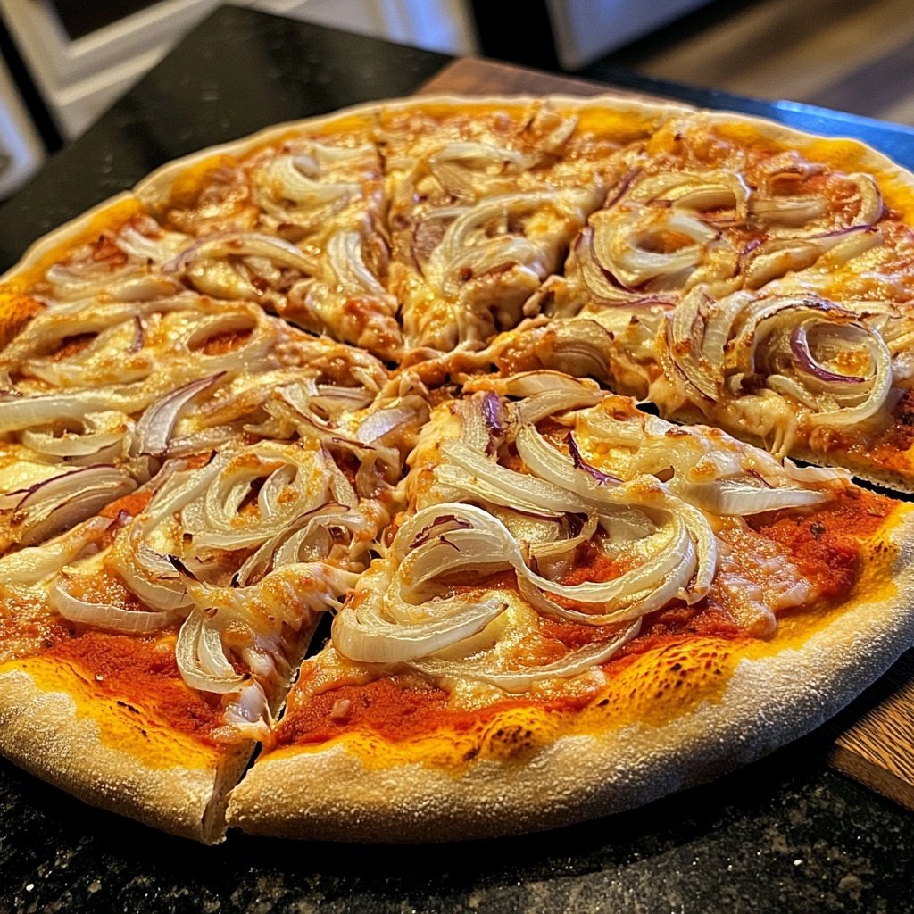 Pizza mit Paprika und Zwiebeln